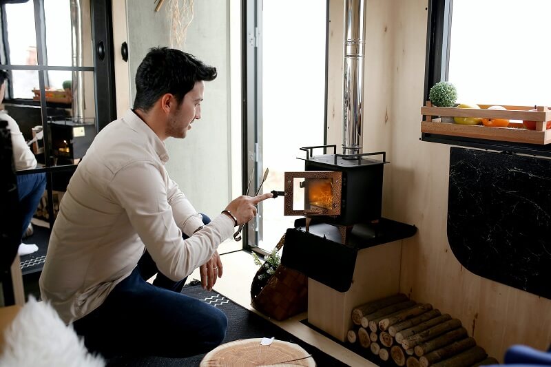 Man heating the heater system