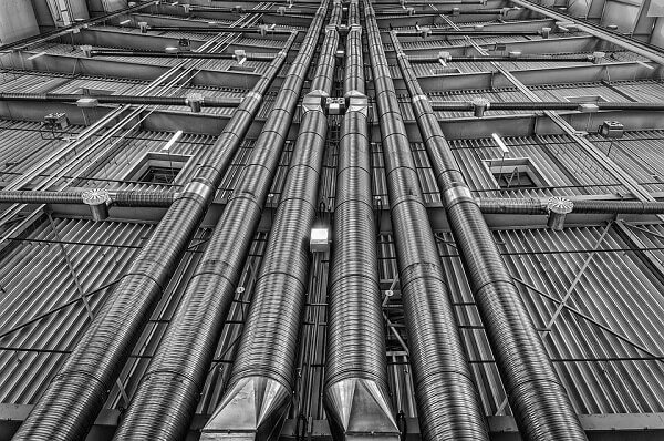 An overhead picture of ventilation pipes