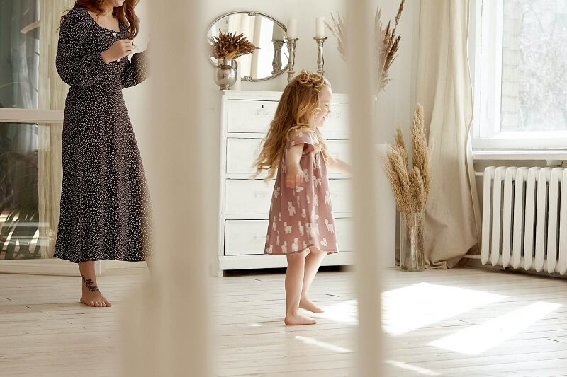 Mother and daughter playing